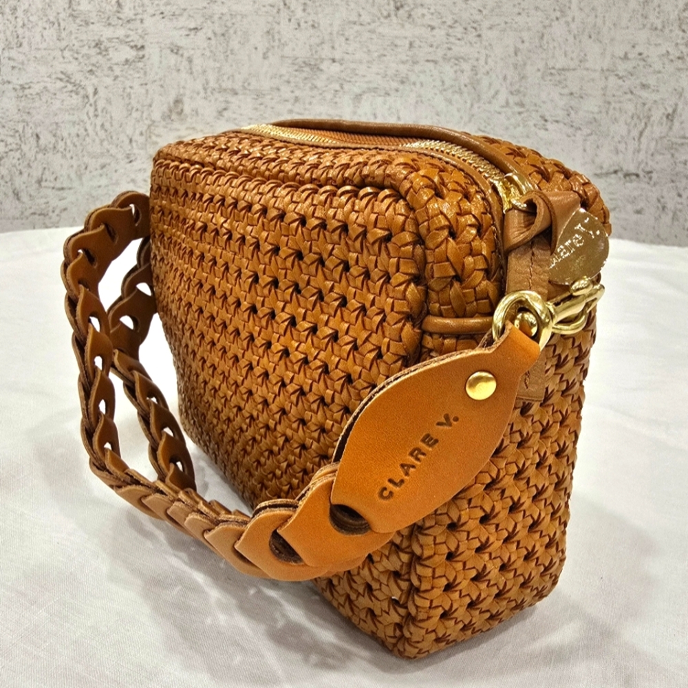 Claire V Midi Sac (Tan) Woven + Bonus Strap (Brand new)